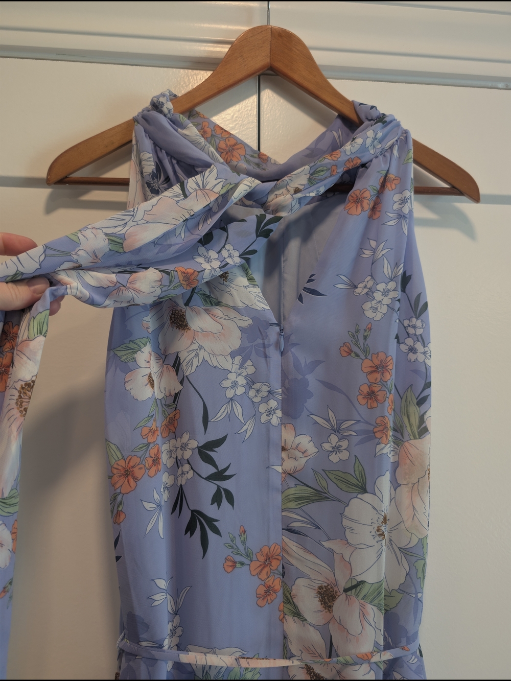 Eliza J Floral Maxi Lavender Floral Fit & Flare Halter Chiffon Dress Size 14 - Picture 7 of 12